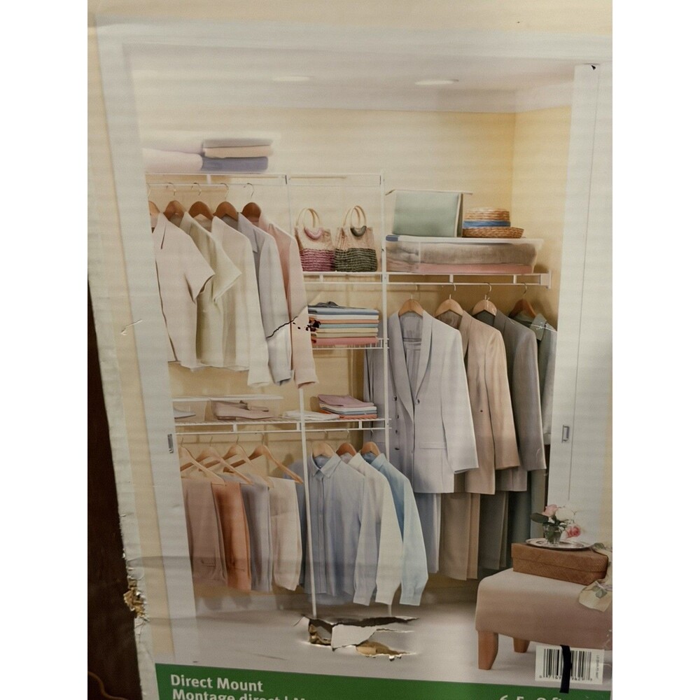 Rubbermaid Complete Closet Kit 6.5–8 ft Adjustable Organizer System 3D49 SEALED